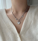 ラブハートロックボールドチェーンハンドメイドネックレス / jalo Love Heart Lock Bold Chain Handmade Necklace
