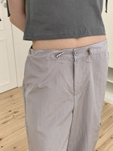 ジッパーナイロングロッシー２ウェイロングワイドジョガーパンツ/Galz Zipper Nylon Glossy Two-Way Long Wide Jogger Pants