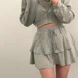 [Bellide made] skirt + hooded zip-up set
