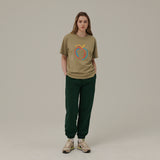 リラックスフィットピーチプリントTシャツ / RELAXED FIT PEACH PRINT T-SHIRT_OLIVE