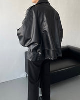GMレザーバルーンショートジャケット/GM leather balloon short jacket (1 colors)