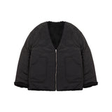 [UNISEX] Reversible Padded Cardigan Coat (Black) (6656652771446)