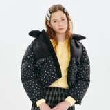 COLORING GRID PATTERN CROP DOWN JUMPER [BLACK]