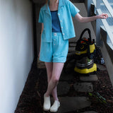 フラワーテリーハーフパンツ / FLOWER TERRY HALF PANTS_BLUE