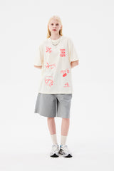 ドゥードゥルチェリーハーフレングスバンディングパンツ / DOODLE CHERRY HALF LENGTH BANDING PANTS [MELANGE GRAY]