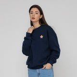 [UNISEX] Tie die flower dot smile white clip sweatshirt (6686421057654)