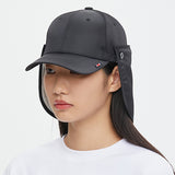 イアフラップボタンボールキャップ/EARFLAP BUTTON BALL CAP_BLACK