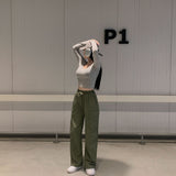 [5color] nylon wide cargo pants