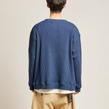 ラウンドネックワッフルカーディガン/DAMP ROUND-NECK WAFFLE CARDIGAN_NAVY