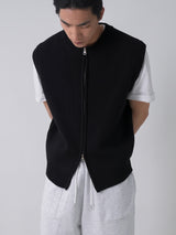 ラウンドジップアップニットベスト / Round zip-up knit vest 3color