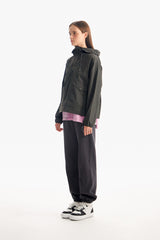 チェリーフーディーウオウブンアノラック／CHERRY HOODIE WOVEN ANORAK [GRAY CHARCOAL]