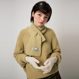 FLUFFY KNIT MUFFLER, MOS GREEN
