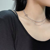 ユニークボールドチェーンレイヤードネックレス / Unique bold chain layered necklace