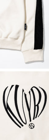Mixed Fabric Knit KUYRI Love Sweat Shirts (Lucent Ivory)