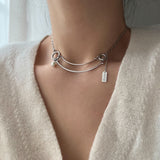 ボールドダブルバーユニークハンドメイドネックレス / dle Bold Double Bar Unique Handmade Necklace