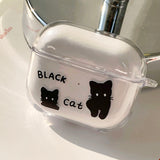 ブラックホワイトキャットAirPodsケース/Black White Cat AirPods Case_Jelly