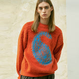 BULKY BRUSH PAISLEY SWEATER ORANGE