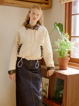 Stripe Patched Quilting Jacket (Ivory)