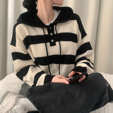 [Domestic production] Custard Burton Hood Stripe Unit, Long Sleeve Knitwear - 4 colors