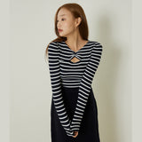 アンバーストライプTシャツ / Amber stripes T-shirts (navy)