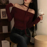 [BELLIDE MADE] Chocolat Tie Off-Shoulder Set