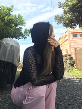 Lib hood crop zip up Knit 