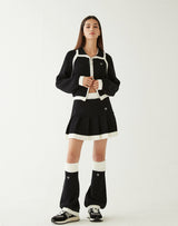 ブークルニットクロップジップアップ/BOUCLE KNIT CROP ZIP UP BLACK