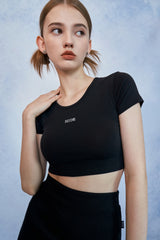 HIDE Logo Chain Crop Top (Black) (6570975035510)