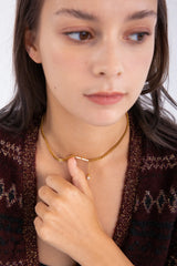 ロゴバーウィズドロップチェーンチョーカーネックレス/Logo bar with drop chain choker necklace