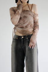 タイダイシースルーオープンTシャツ / Tie-dye see-through open T-shirt (2color)