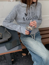 First Angora Letterang Hooded Knit
