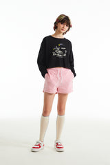 ウィティーバニースケッチクロップTシャツ／WITTY BUNNY SKETCH CROP T-SHIRT [BLACK]