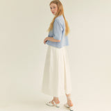 コットンプリーツAラインスカート / Cotton Pleats A-Line Long Skirt (Ivory)