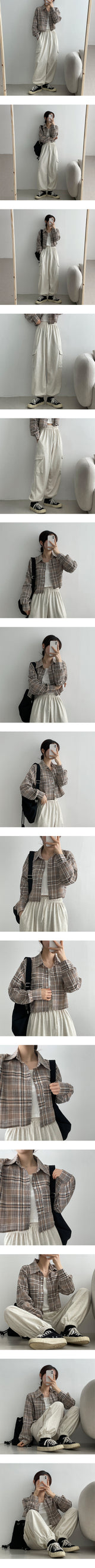 ベーシッククロップチェックボードパターンシャツ / Basic Crop Checkboard Patterned Shirt