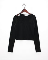 ショルダーカットアウトTシャツ / Shoulder cut-out T-shirt (3color)