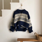 [2 colors] Nordic Raglan Half Zip-Up Knitwear