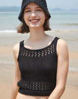 【OUTLET】COTTON PAPER KNIT BUCKETHAT BLACK