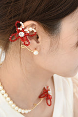 Red Flower Earrings