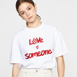 ラブサムワンショートスリーブTシャツ / LOVE SOMEONE Short Sleeve T-shirt_White/Red logo