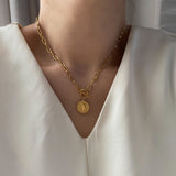 エリザべサンコイントグルバーチェーンシンプルネックレス / al Elizabethan coin toggle bar chain simple necklace