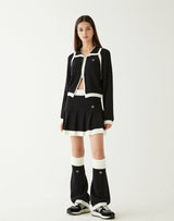 ブークルニットクロップジップアップ/BOUCLE KNIT CROP ZIP UP BLACK