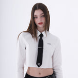 ネクタイクロップシャツ/0 1 CT necktie crop shirt - WHITE
