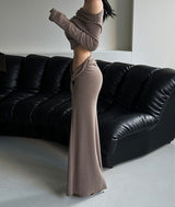 unbalanced twisted maxi long skirt