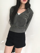 [Brushed lining] ショートリブニットパンツ