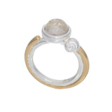 NOTE RING GOLD(silver+16K gold plated, rutilated quartz)