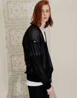 WAFFLE FISHNET CARDIGAN BLACK (6691444424822)
