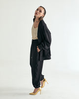 UNISEX LABEL POINT SOFT SWEAT CARDIGAN W - BLACK (6636052250742)