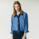 [SILM TIE+CLIP SET] FINE TWILL TIP SHIRT BLUE