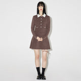 Haley Ribbon Knit Skirt [BROWN] (6638399979638)