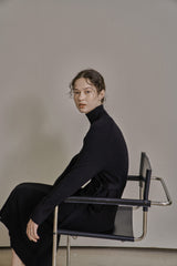 アンバランスニットドレス/UNBALANCED KNIT DRESS_BLACK
